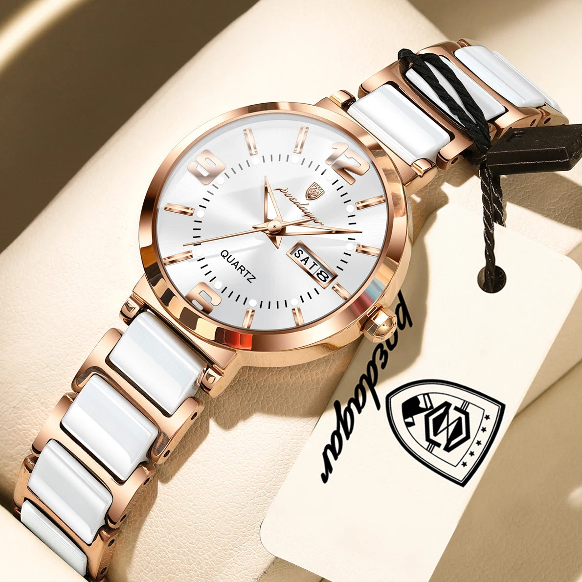 Women's Stainless Steel Watch with Week Display