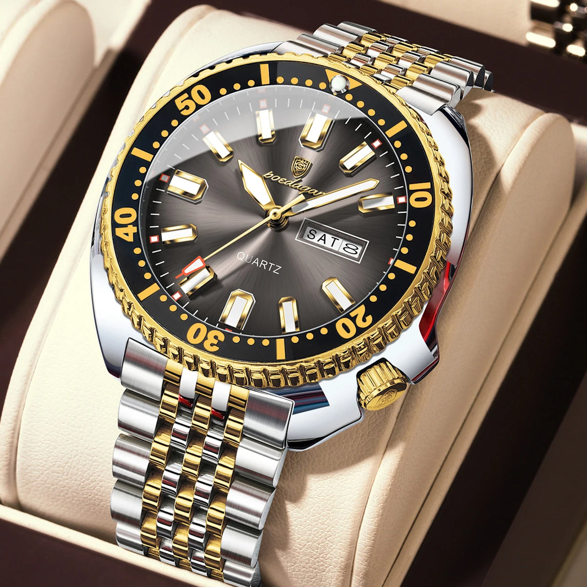 Men's Stainless Steel Watch, Week Display (Ref. 682-A)