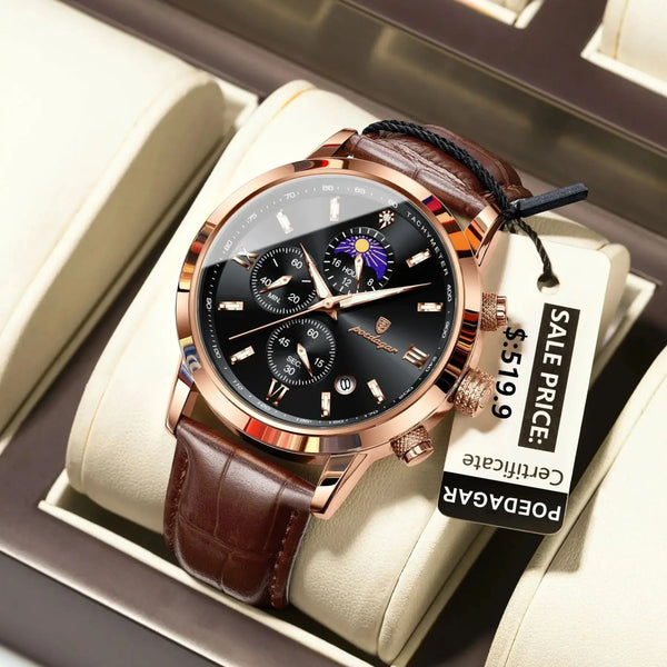 Men's Leather Chronograph Watch