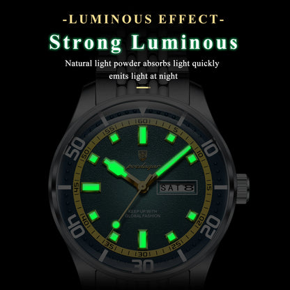 Men's Stainless Steel Watch with Week Display