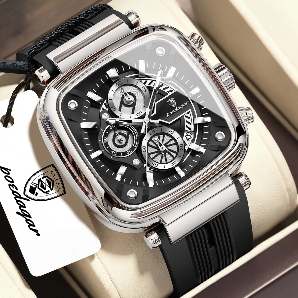 Men's Square Silicone Chronograph Watch (Ref. 849)