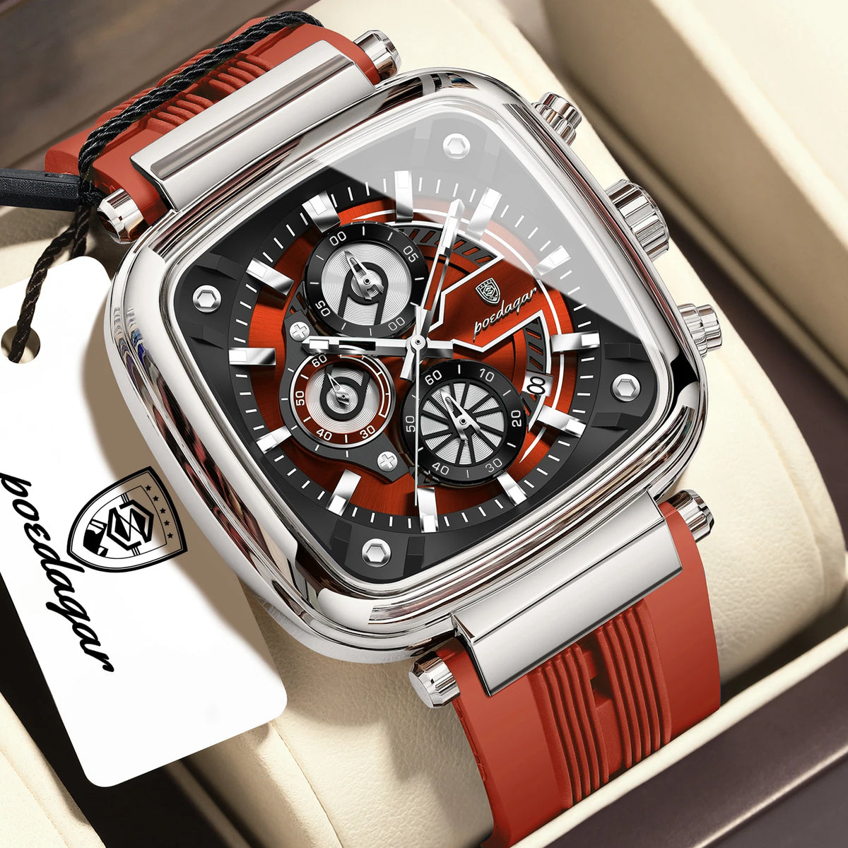 Men's Square Silicone Chronograph Watch (Ref. 849)