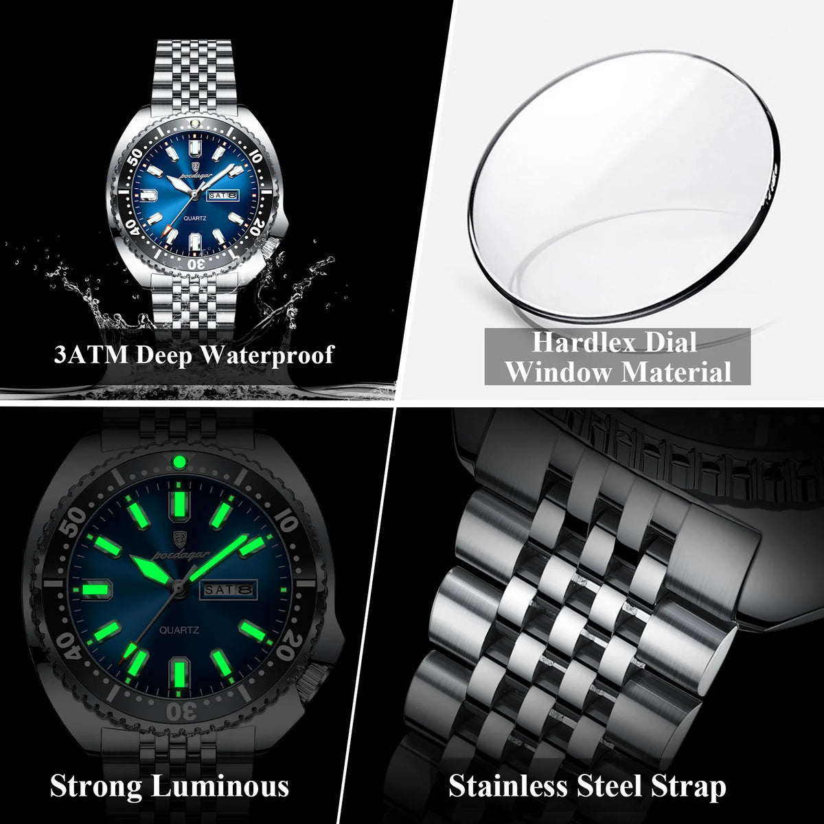 Men's Stainless Steel Watch, Week Display (Ref. 682-A)