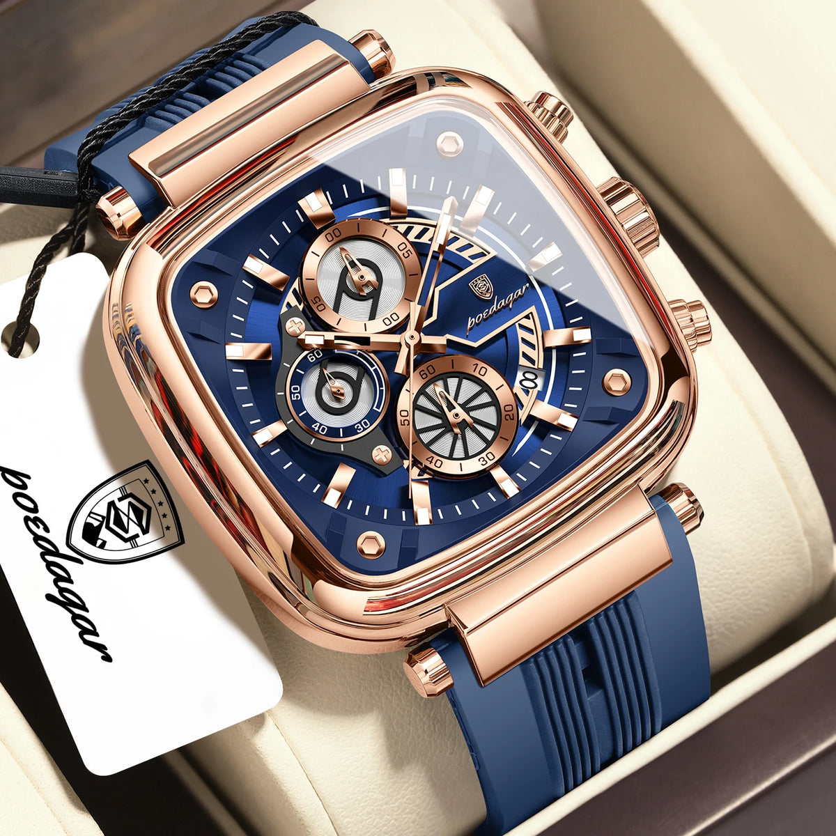 Men's Square Silicone Chronograph Watch (Ref. 849)