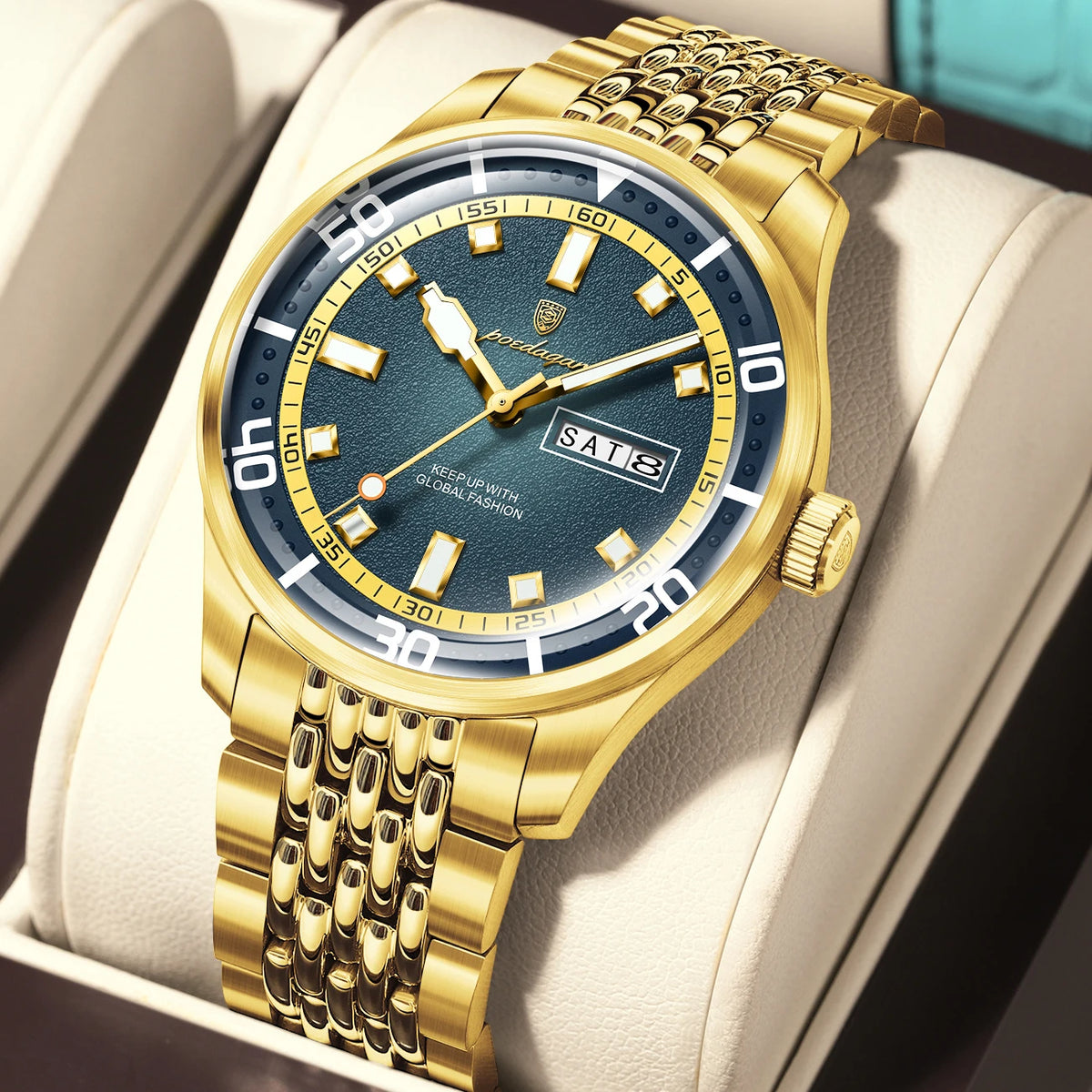 Men's Stainless Steel Watch with Week Display