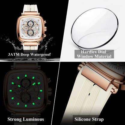 Men's Square Silicone Chronograph Watch (Ref. 849)