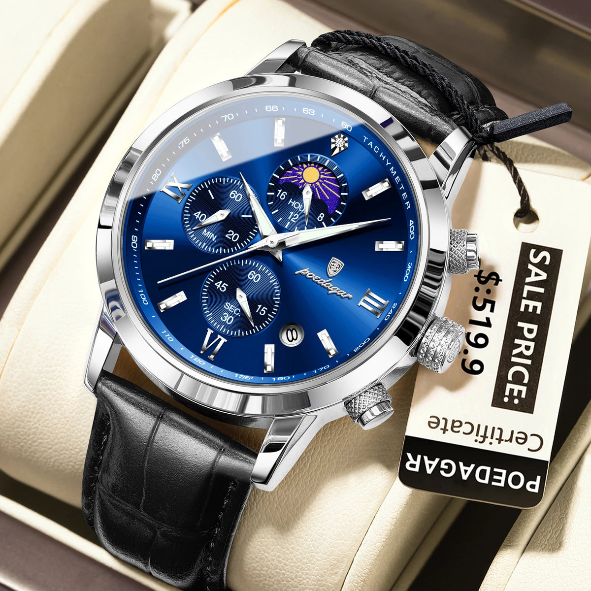 Men's Leather Chronograph Watch