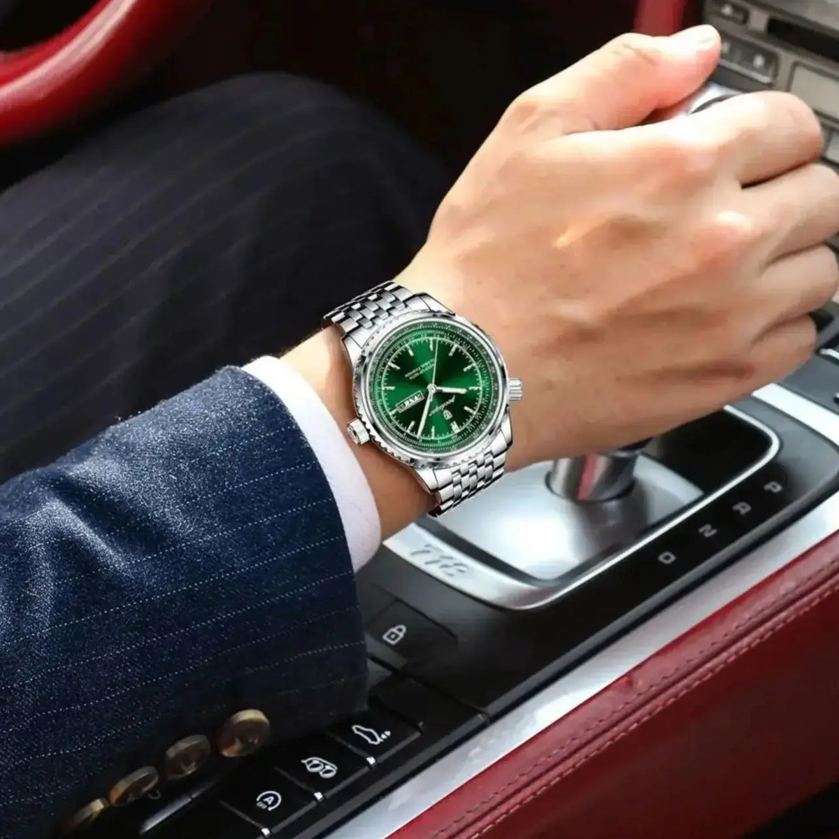 Men's Stainless Steel Watch, Week Display (Ref. 673)