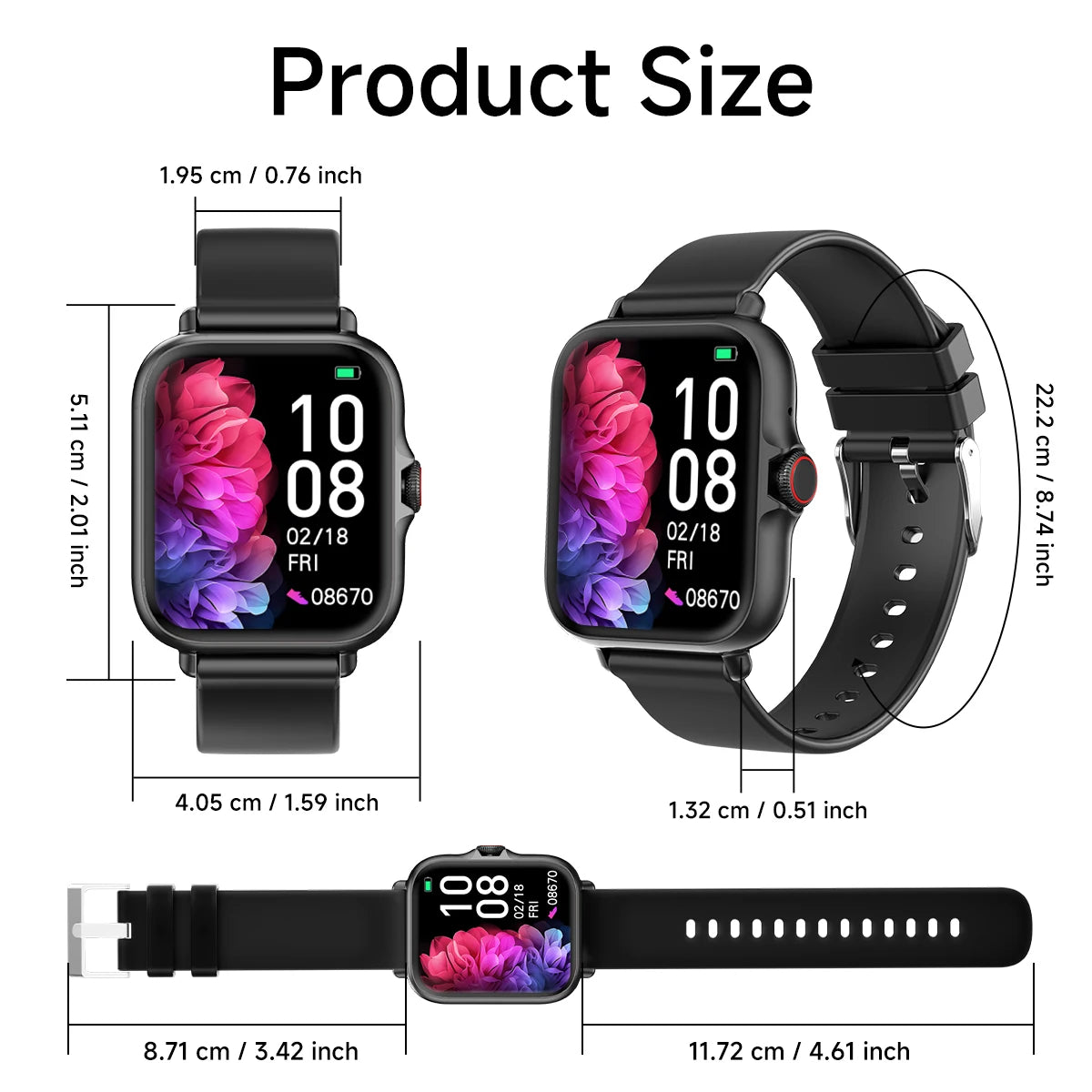 1.83" Smart Watch with Bluetooth Calling - Fitness & Sleep Tracker