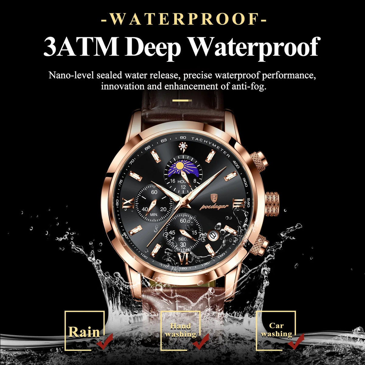 Men's Leather Chronograph Watch
