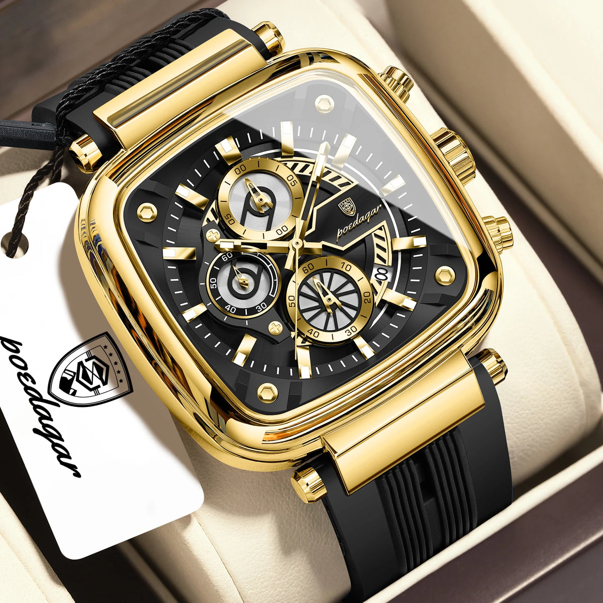Men's Square Silicone Chronograph Watch (Ref. 849)
