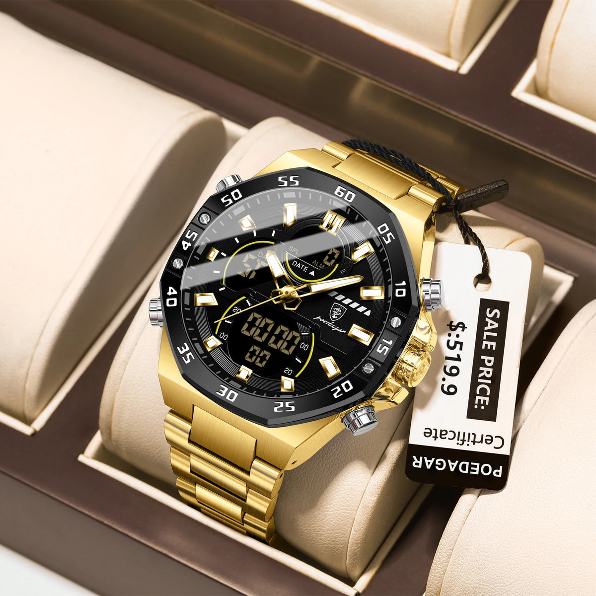 Men's Stainless Steel Chronograph Watch, Complete Calendar