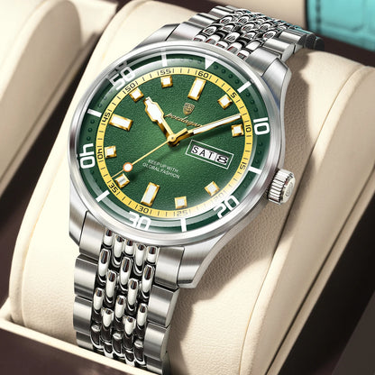 Men's Stainless Steel Watch with Week Display