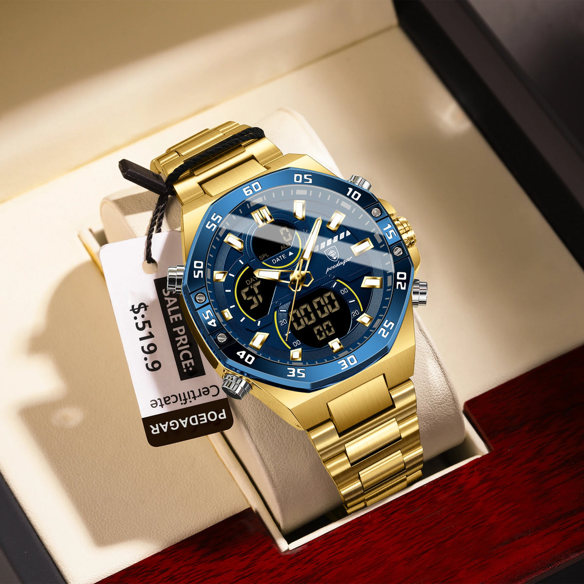 Men's Stainless Steel Chronograph Watch, Complete Calendar