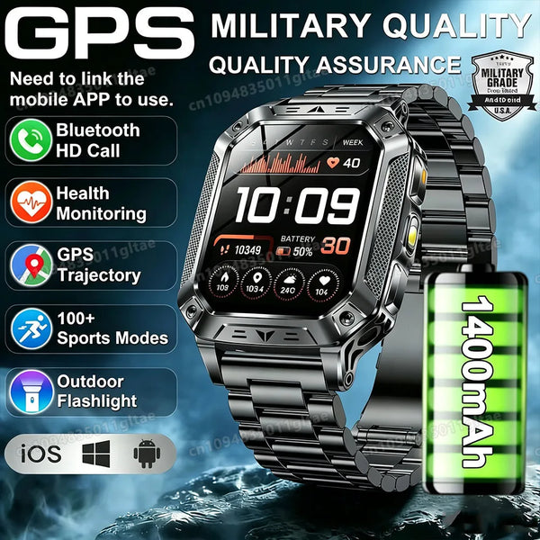 Men's Rugged Smart Watch, 1.73" Display