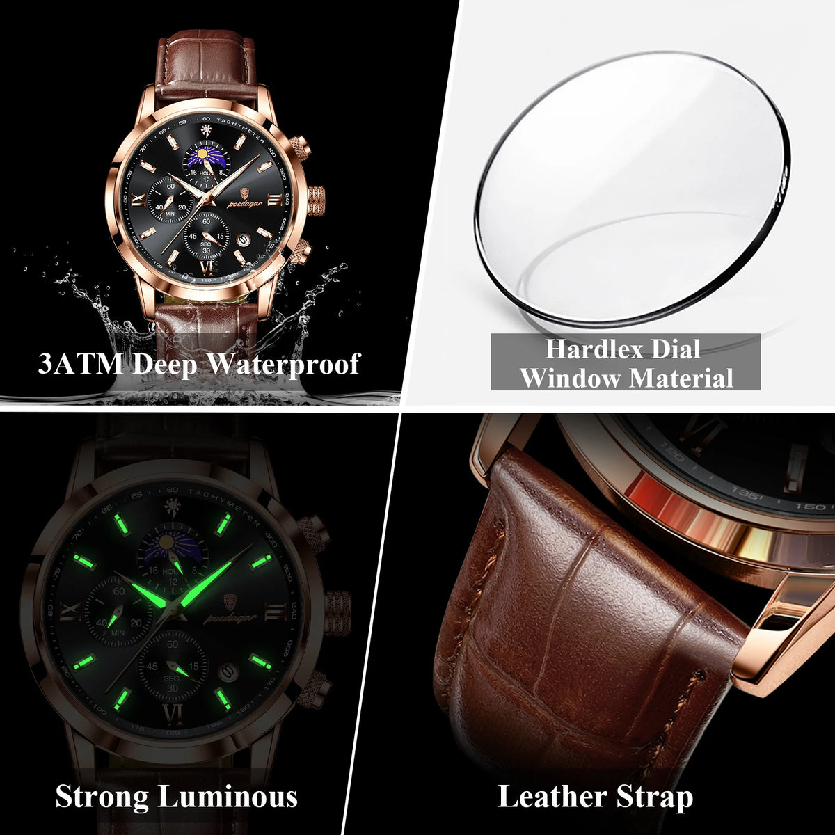 Men's Leather Chronograph Watch