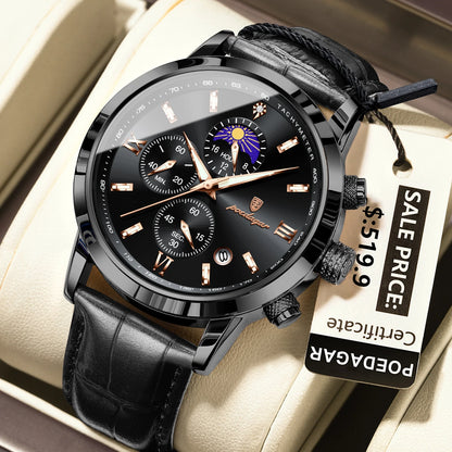 Men's Leather Chronograph Watch