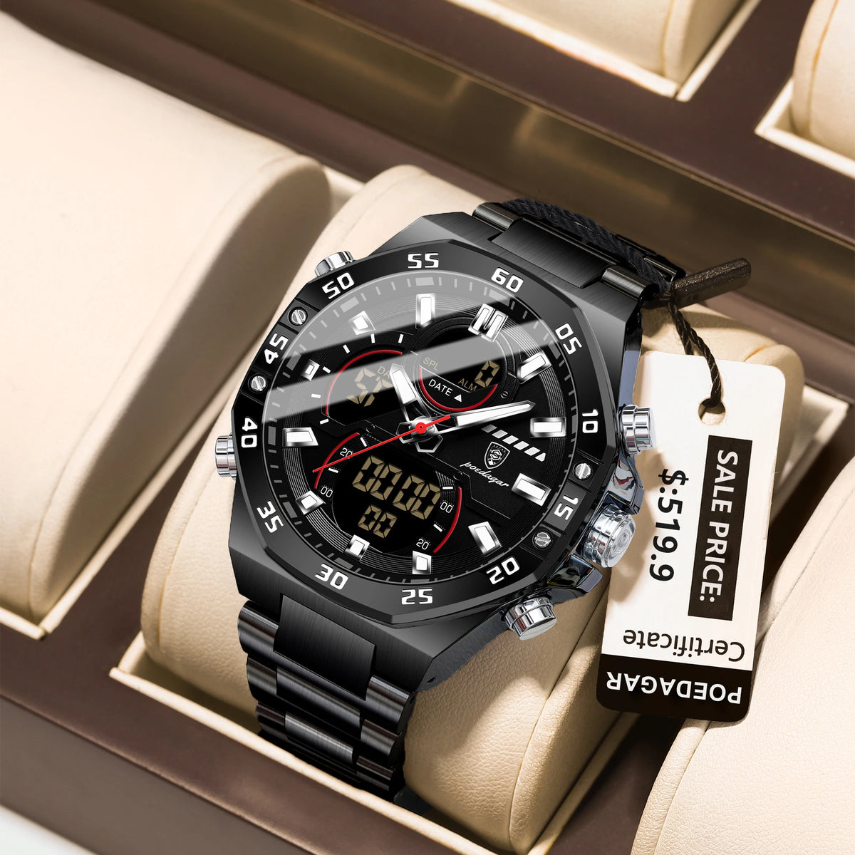 Men's Stainless Steel Chronograph Watch, Complete Calendar
