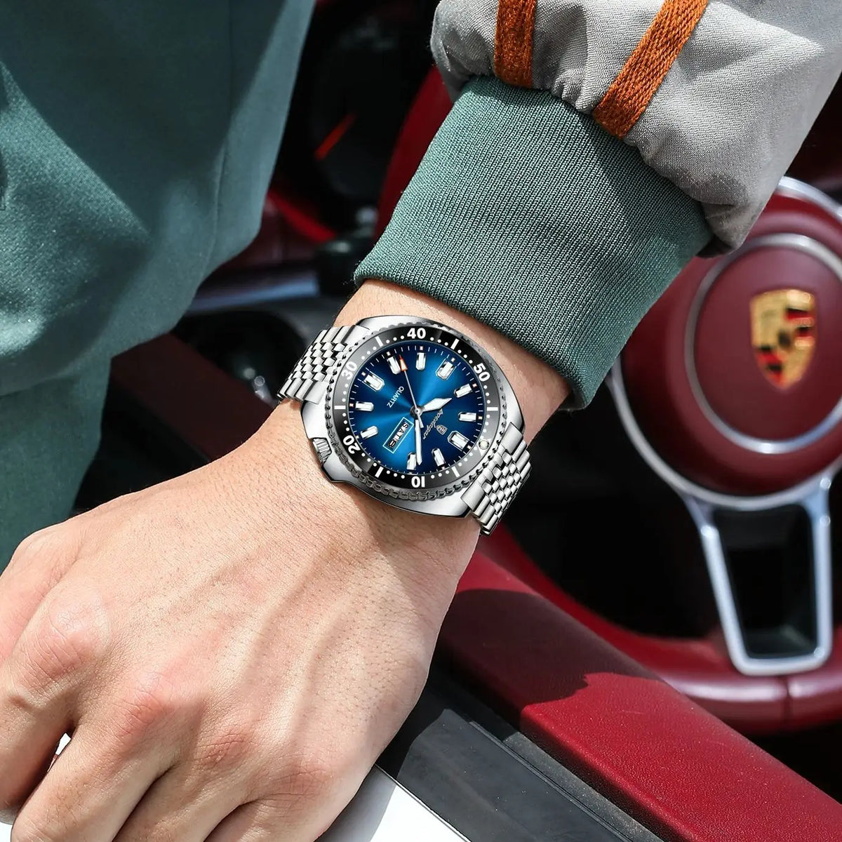 Men's Stainless Steel Watch, Week Display (Ref. 682-A)