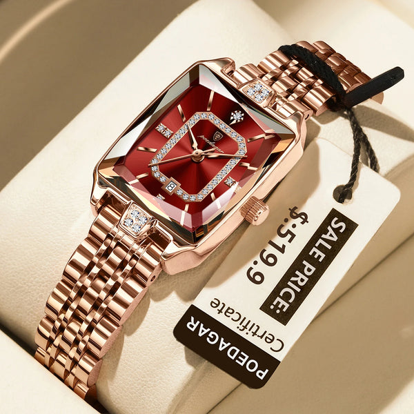 Women's Rectangle Stainless Steel Watch