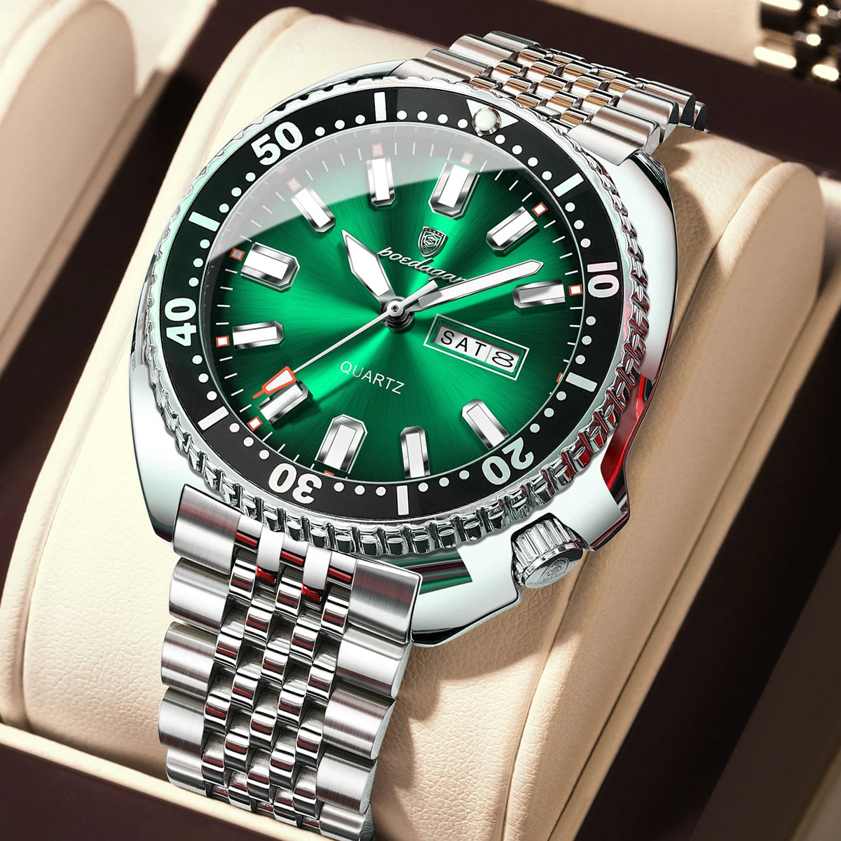 Men's Stainless Steel Watch, Week Display (Ref. 682-A)