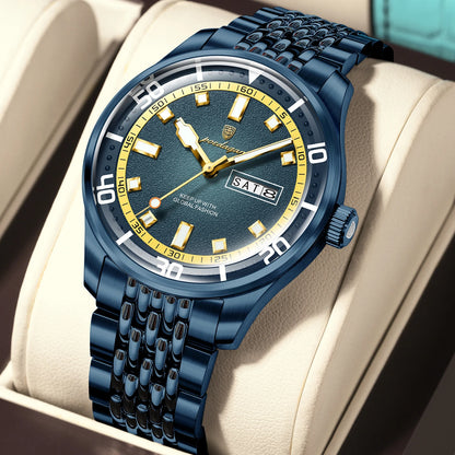 Men's Stainless Steel Watch with Week Display