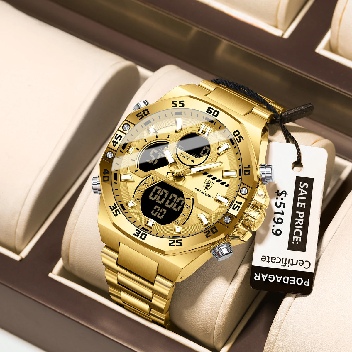 Men's Stainless Steel Chronograph Watch, Complete Calendar