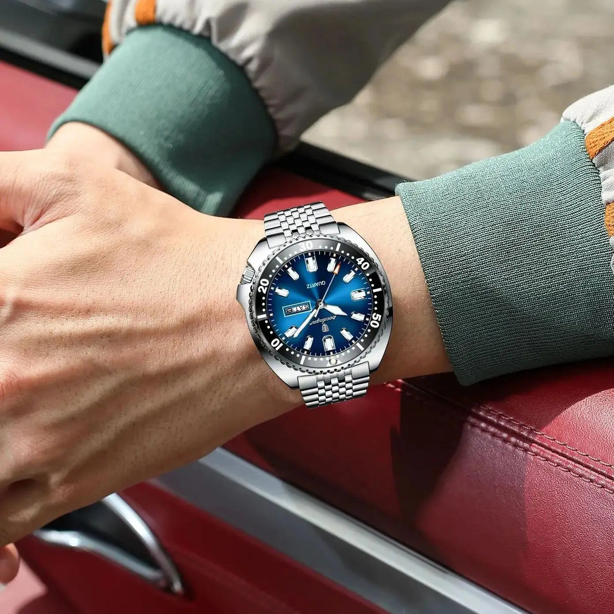 Men's Stainless Steel Watch, Week Display (Ref. 682-A)