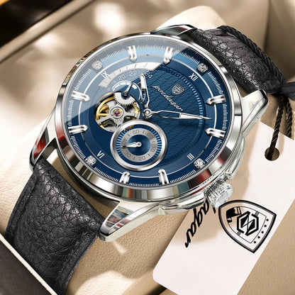 Men's Automatic Tourbillon Watch, Leather Strap