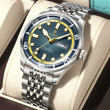 Men's Stainless Steel Watch with Week Display