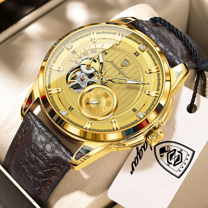 Men's Automatic Tourbillon Watch, Leather Strap