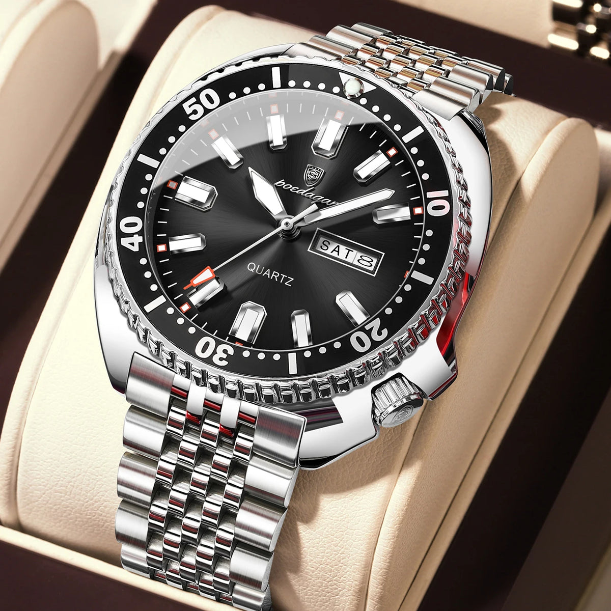 Men's Stainless Steel Watch, Week Display (Ref. 682-A)