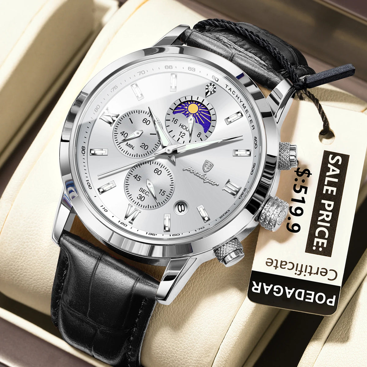 Men's Leather Chronograph Watch