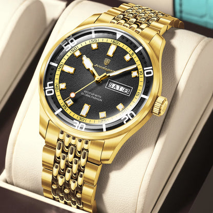 Men's Stainless Steel Watch with Week Display