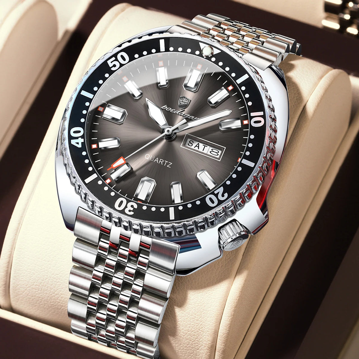 Men's Stainless Steel Watch, Week Display (Ref. 682-A)