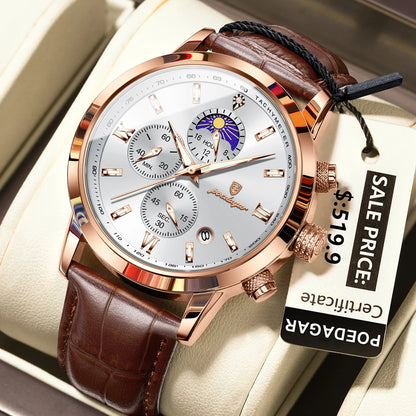 Men's Leather Chronograph Watch