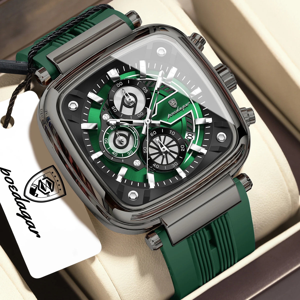 Men's Square Silicone Chronograph Watch (Ref. 849)