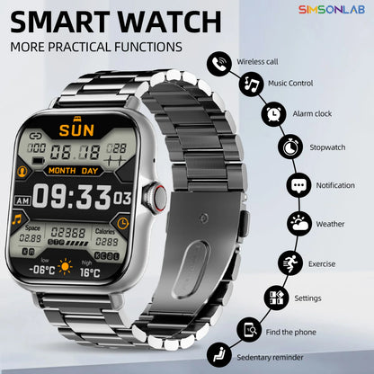 1.83 inch smart watch with touchscreen display and silicone strap