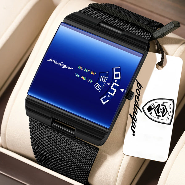 Men's Rectangle Stainless Steel Watch