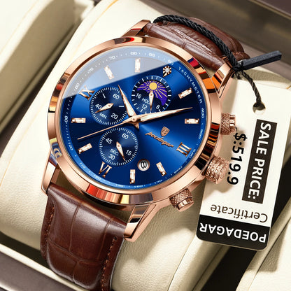 Men's Leather Chronograph Watch