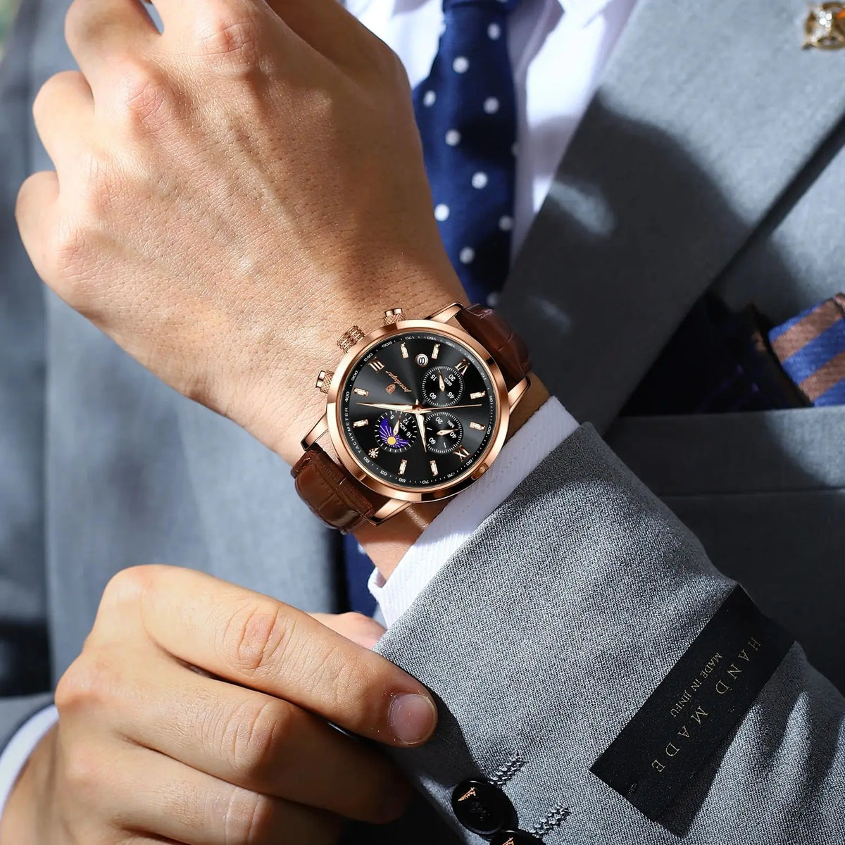 Men's Leather Chronograph Watch